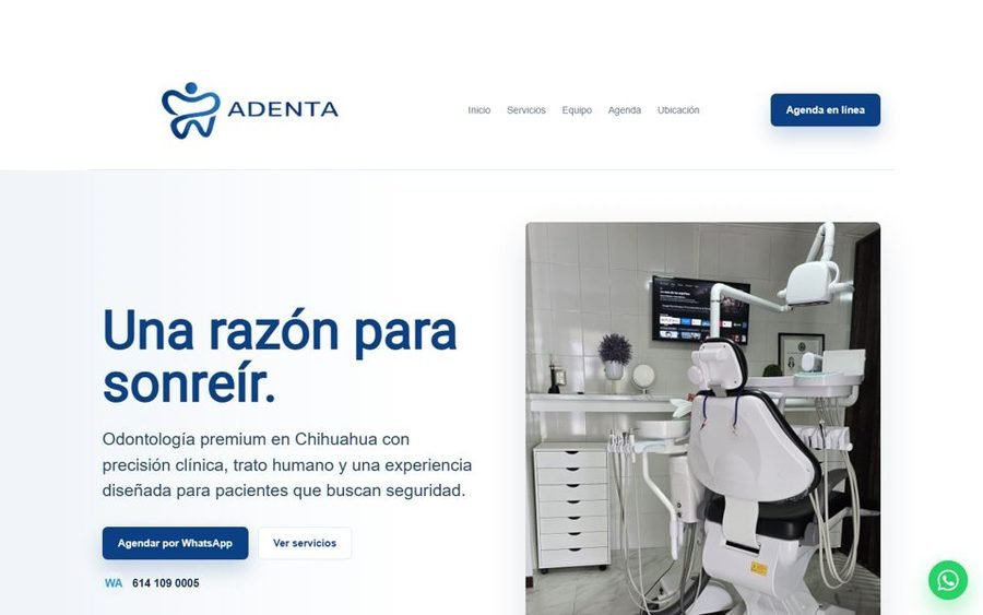 Sitio web de Adenta Odontología