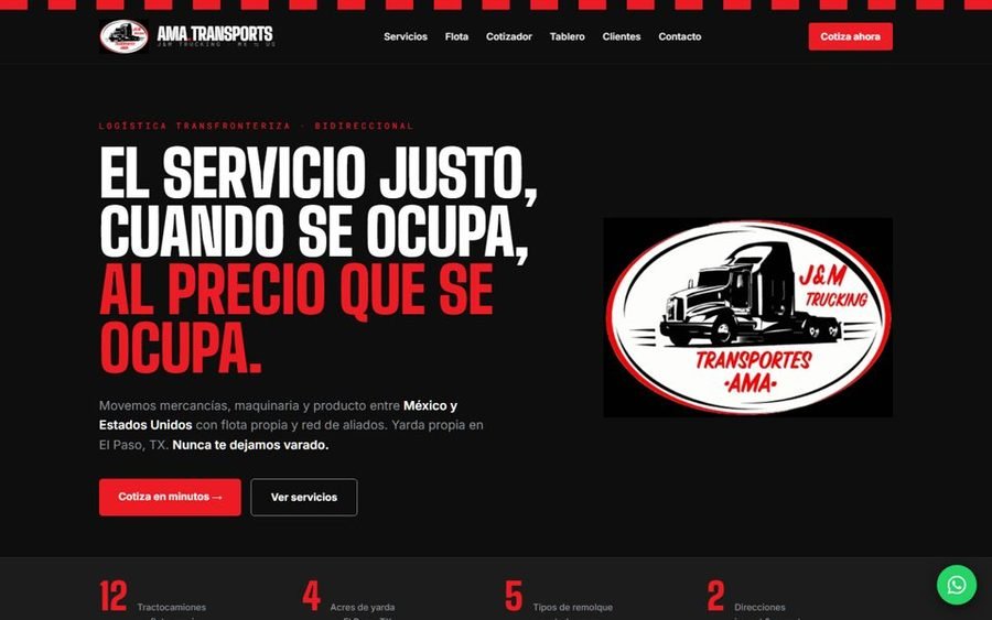 Sitio web de AMA Transports