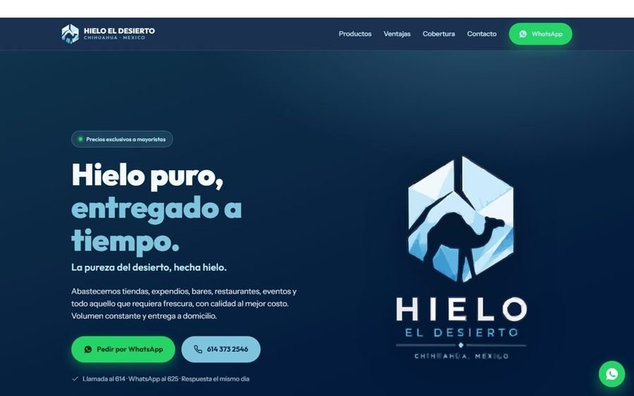Sitio web de Hielo El Desierto