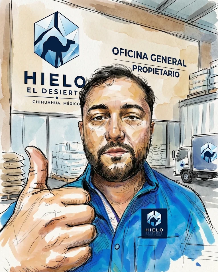 Retrato ilustrado de Alejandro Marrufo, Hielo El Desierto