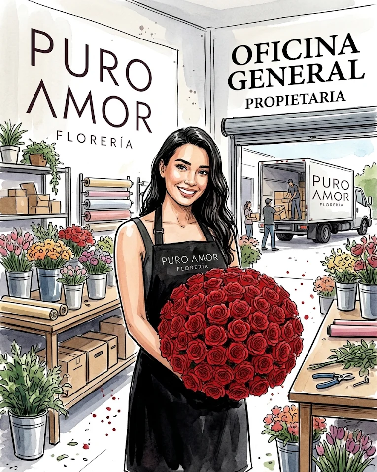 Retrato ilustrado de Mariana Ruiz, Puro Amor Florería